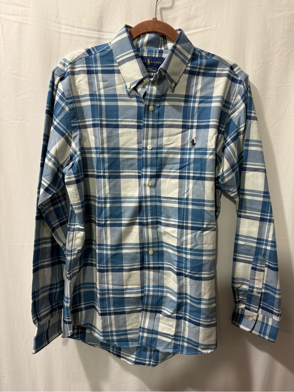 Ralph Lauren Blue & White Plaid Button-Down Shirt